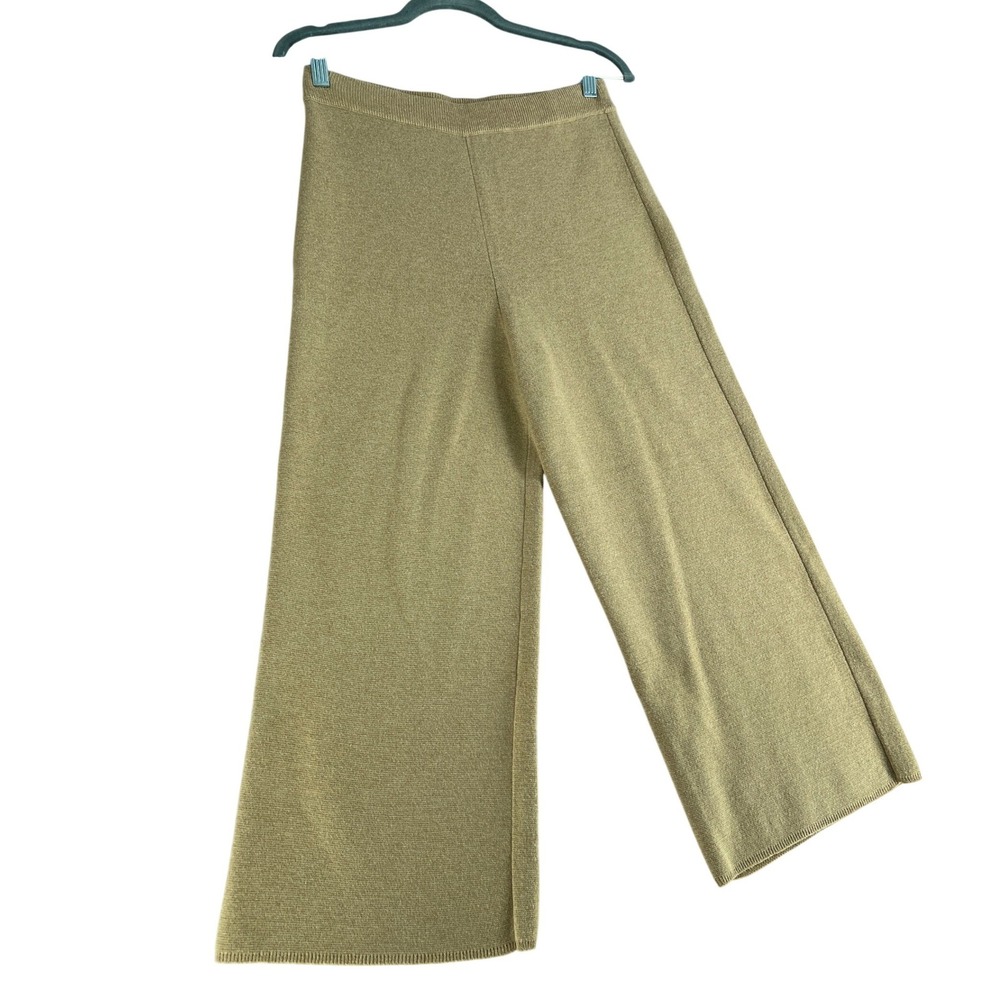 J.Crew Minimalist Camel Tan Merino Wool Blend Wide Leg Chic Sweater Pants - Picture 2 of 9